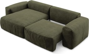 Зелен шенилов сгъваем ъглов диван (ляв ъгъл) Kuki – Makamii