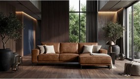 Кафяв ъглов диван от изкуствена кожа (десен ъгъл) Copenhagen - Scandic