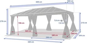Пергола Hesperide Belize, Поликарбонат, 6x3.6 m