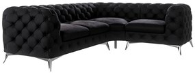 Черен кадифен ъглов диван (десен ъгъл/L форма) Chelsea – Ropez