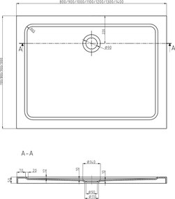Mexen Flat Правоъгълна тънка душ тава 90 x 80 см, бяла, сифон хром - 40108090