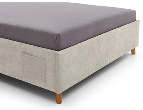 Бежово тапицирано детско легло 140x200 cm с място за съхранение с включена подматрачна рамка Fun – Meise Möbel