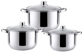 Комплект тенжери HAUS ROLAND, HR-148-3 , 3 броя, с капак, ф24, 26, 28см, инокс