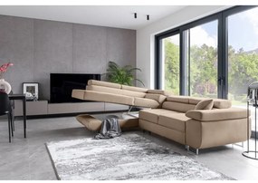 Бежов сгъваем/с място за съхранение ъглов диван (ляв ъгъл/L форма) Anton – ELTAP