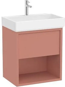 Шкаф Unik Tura 600 mm, Light Terracota, база с едно чекмедже, долен рафт и умивалник
