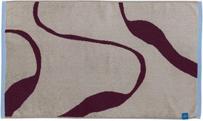 Бордо/бежов килим за баня за душ от органичен памук 50x80 cm Nova Arte – Mette Ditmer Denmark