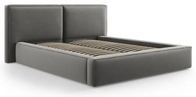 Сиво тапицирано кадифено двойно легло с място за съхранение с включена подматрачна рамка 180x200 cm Arendal – Cosmopolitan Design