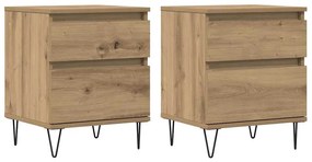 857419 vidaXL Нощни шкафчета 2 бр дъб артизан 40x35x50 см инженерно дърво