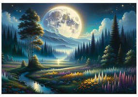 Тапет – Вълшебен нощен пейзаж с луна