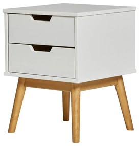 Бяла нощна масичка от масивна борова дървесина Baku - Marckeric