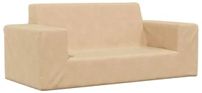 4104781 vidaXL 2-местен детски диван, кремав, мек плюш