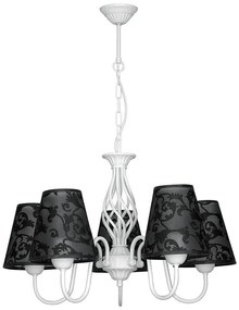 Полилей БРУНАТЕ, бял, абажури Нормандия Черен, 5xE27