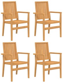 3157901 vidaXL Стифиращи градински столове 4 бр 56,5x57,5x91 см тик масив
