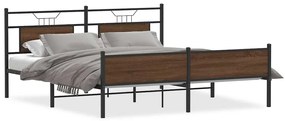 3325137 vidaXL Метална рамка за легло, без матрак, кафяв дъб, 183x213 см