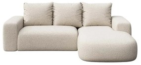 Кремав ъглов диван от плат букле (десен ъгъл) Feiro - MESONICA