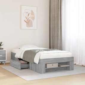 3295532 vidaXL Рамка за легло, сив сонома, 75x190 см, инженерно дърво