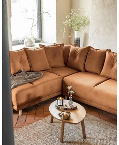 Разтегателен диван от велур в тухлен цвят (ляв ъгъл) Lazy Lukka - Miuform
