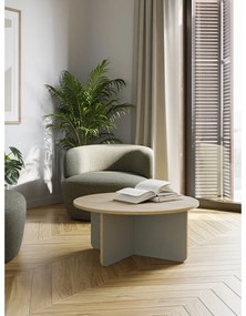 Светлозелена/естествена кръгла масичка за кафе с дъбов плот ø 80 cm Hillary – Marckeric