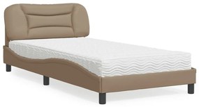 3208707 vidaXL Легло с матрак, капучино, 100x200 см, изкуствена кожа