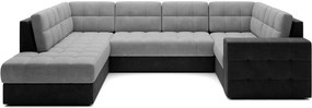 Ъглов диван Bale U-Светлосив - Черен-Ляв