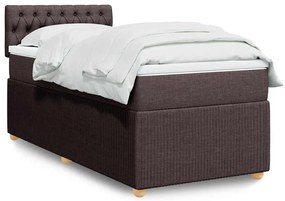 3287377 vidaXL Боксспринг легло с матрак, тъмнокафяво, 100x200 см, плат