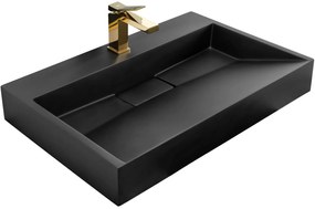 Умивалник мраморен композит Rea GOYA BLACK MAT 100CM