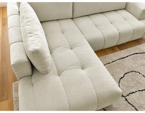 Бежов сгъваем/с място за съхранение ъглов диван (ляв ъгъл/L форма) Fuji – Bobochic Paris