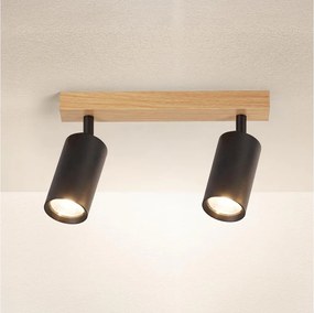 Brilagi - Точково осветително тяло SELE 2xGU10/30W/230V черно/дъбов декор