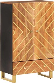 356813 vidaXL Висок шкаф, кафяво и черно, 60x33,5x100 см, мангово дърво масив
