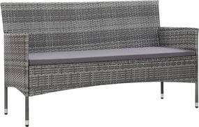 45898 vidaXL 3-местен градински диван с възглавници, сив, полиратан