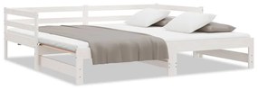 806951 vidaXL Разтегателно дневно легло, без матрак, бяло, 2x(90x200) см