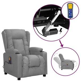 3093454 vidaXL Изправящ масажен стол, сив, изкуствена кожа