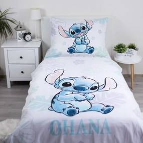 Бяло единично памучно детско спално бельо 140x200 cm Lilo and Stitch "Ohana White" – Jerry Fabrics