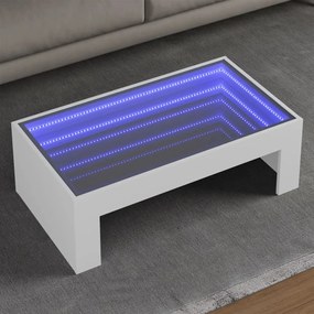 847616 vidaXL Маса за кафе с Infinity LED, бяла, 90x50x30 см