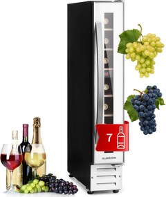 Klarstein Vinovilla 7, built-in, Uno Onyx, вграден охладител за вино, черно стъкло, неръждаема стомана