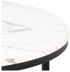 Бяла кръгла масичка за кафе с плот от имитация на мрамор ø 80 cm Spiro – Actona