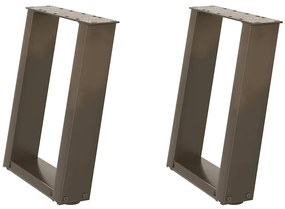 4012763 vidaXL Крака за масичка за кафе, U-образни, 2 бр., естествена стомана, 38 x (42-43) см, стомана