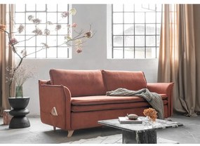 Кадифен разтегателен диван тухлен 225 cm Charming Charlie – Miuform