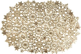 Коледен килим в златисто във формата на снежинки - 30 x 45 cm