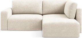 Кремав шенилов сгъваем/с място за съхранение ъглов диван (десен ъгъл/L форма) Kona – Makamii