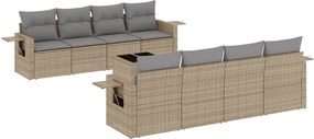 3252286 vidaXL Градински комплект диван с възглавници 9 части бежов полиратан