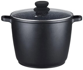 Дълбока тенджера с капак ZEPHYR ZP 4318 M24D, 6.2 литра, 24х16.5 см, Ръкохватки, Покритие Granite, Индукция, Черен