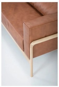 Диван от коняк кафява биволска кожа с масивна дъбова конструкция , 240 см Fawn - Gazzda