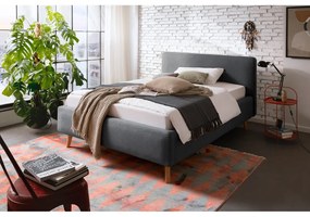 Антрацитно единично легло 120x200 cm тапицирано без ламелно дъно Mattis – Meise Möbel