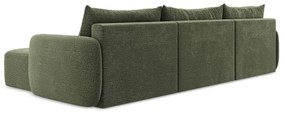 Зелен разтегателен ъглов диван с място за съхранение Kalena – Makamii