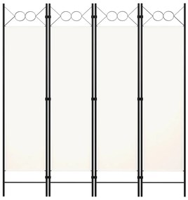 Параван за стая, 4 панела, кремавобял, 160x180 см