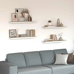 326581 vidaXL Окачени стенни рафтове, 4 бр, дъб и бял, 80x23,5x3,8 см, МДФ
