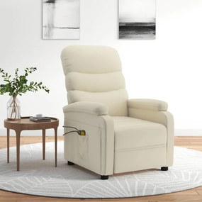 3073678 vidaXL Електрически масажен стол, кремав, изкуствена кожа