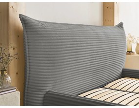 Сиво двойно тапицирано легло с място за съхранение с включена подматрачна рамка 180x200 cm Jade – Bobochic Paris