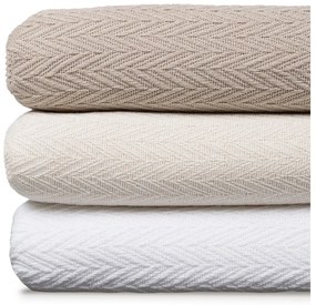 Кремаво покривало за легло от рециклиран памук 180x260 cm Spike – Ixia